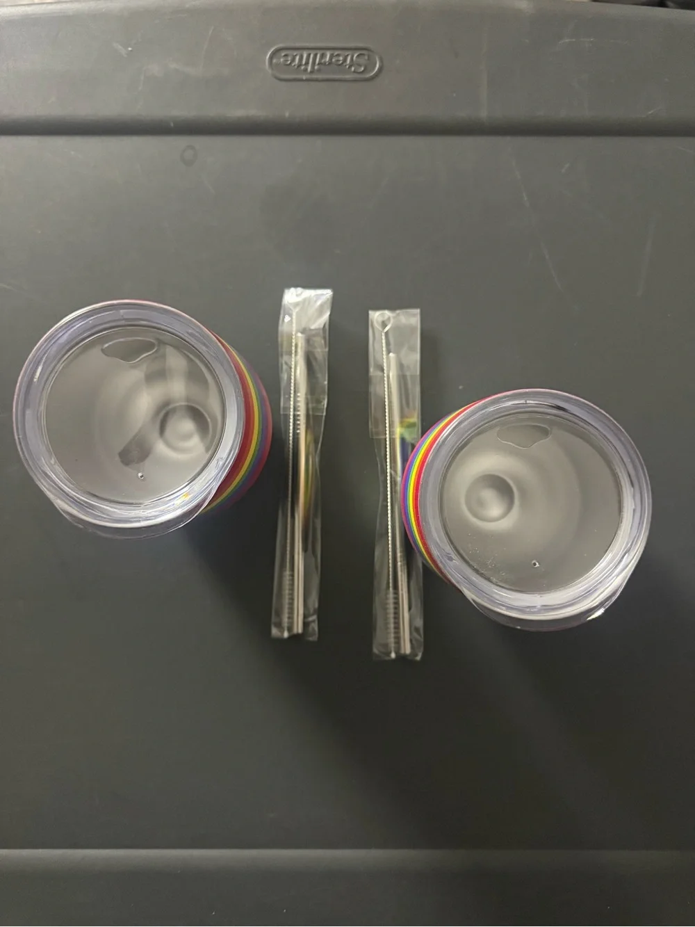 2 NEW Rainbow Pride tumblers with straws!
